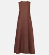 Asceno Tallin Linen Maxi Dress In Brown