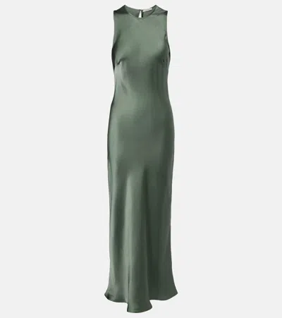 Asceno Tallin Silk Maxi Dress In Green