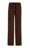 Asceno The Aurelia Crepe Straight-leg Pants In Brown