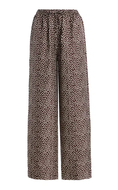 Asceno The Aurelia Silk Wide-leg Pants In Brown