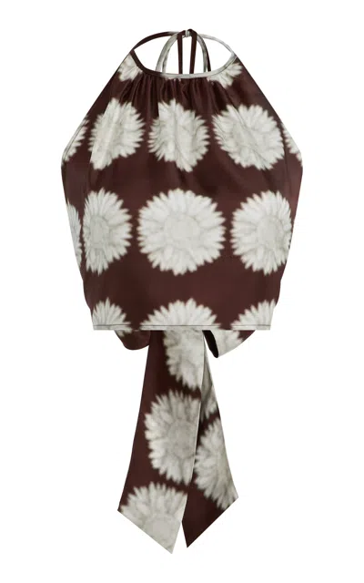 Asceno The Bello Floral-print Silk Top