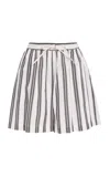 Asceno The Boston Striped Cotton-blend Shorts In Black,white