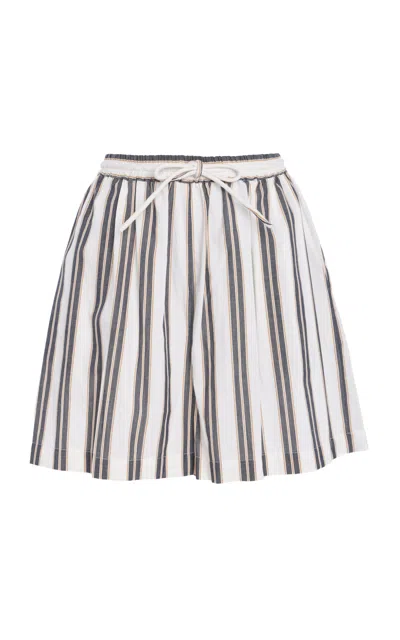 Asceno The Boston Striped Cotton-blend Shorts In Black,white