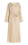 Asceno The Fina Silk-satin Midi Dress In Neutral