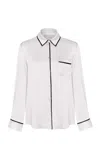 Asceno Women's London Grosgrain-trimmed Silk Pajama Top In White
