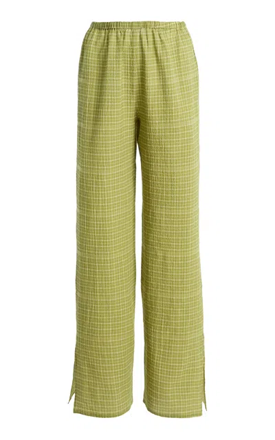 Asceno The Loreto Cotton-blend Straight-leg Pants In Green