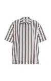 Asceno The Montauk Striped Cotton-blend Shirt In Black,white