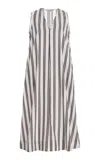 Asceno The Nisha Cotton-blend Midi Dress In Black,white