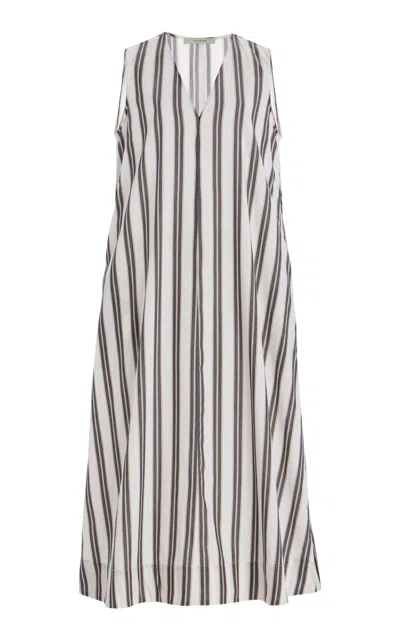 Asceno The Nisha Cotton-blend Midi Dress In Black,white