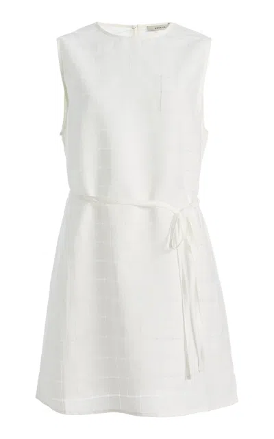 Asceno The Sintra Linen-cotton Mini Dress In Neutral