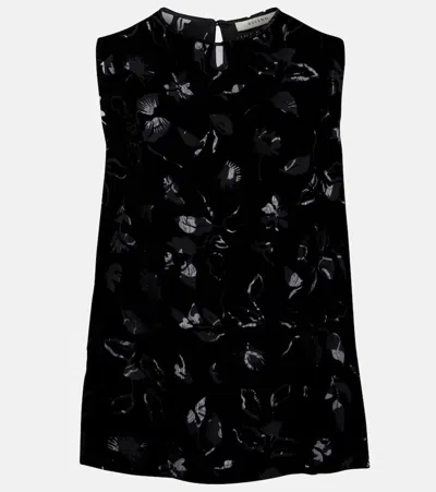 Asceno Trento Devoré Velvet Top In Black