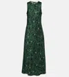 Asceno Valencia Printed Silk Charmeuse Maxi Dress In Green