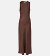 Asceno Valencia Silk Twill Maxi Dress In Braun