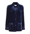 Asceno Women's Beverly Velvet Pajama Top In Navy