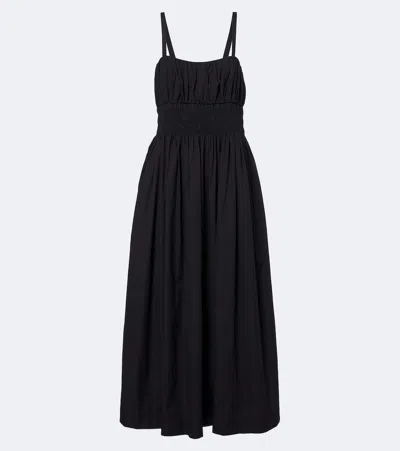 Asceno Verona Cotton Midi Dress In Black