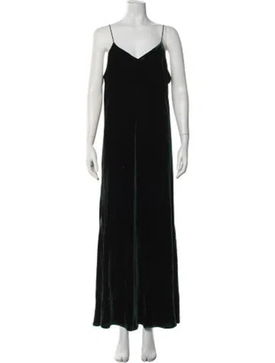 Pre-owned Asceno V-neck Long Dress In Black