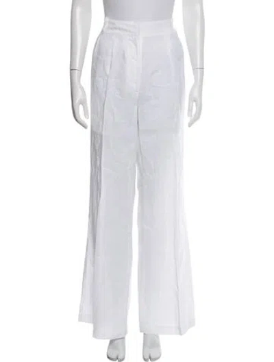 Pre-owned Asceno Wide Leg Pants In White