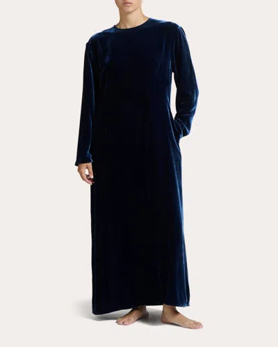 Asceno Women's Jody Velvet Long-sleeve Maxi Dress In Blue