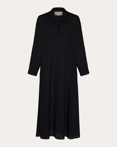 Asceno Lisbon Organic-linen Maxi Dress In Black
