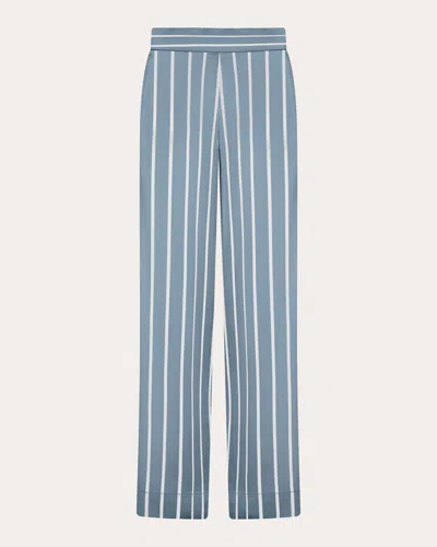 Asceno Silk Striped London Pyjama Bottoms In Blue