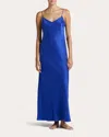 Asceno The Lyon Silk Charmeuse Dress In Blue