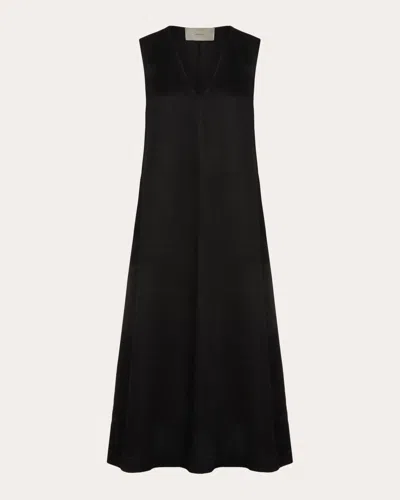Asceno Women's Nisha Heavy Linen Midi Dress In Black