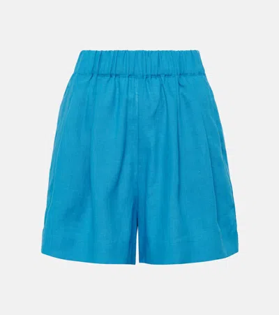 Asceno Zurich Linen Bermuda Shorts In Blue