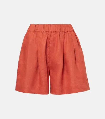 Asceno Zurich Linen Shorts In Red