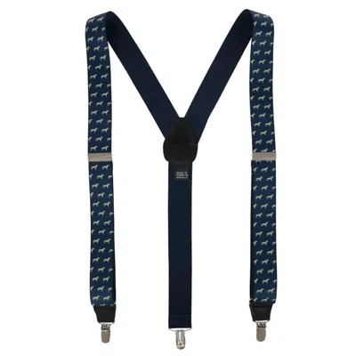 Ascentix Dog Print Elastic Clip End Suspenders In Blue