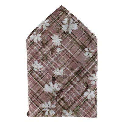 Ascentix Floral And Plaid Cotton Handkerchief In Brown