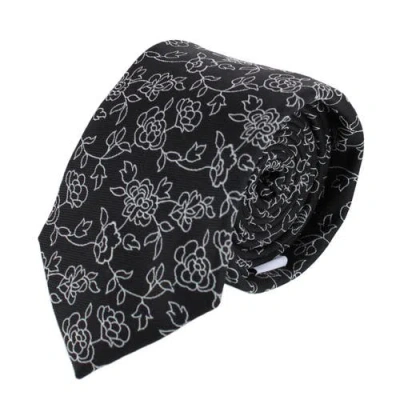 Ascentix Floral Stencil Print Necktie In Black