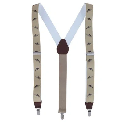Ascentix Marlin Fish Print Clip End Suspenders In Brown