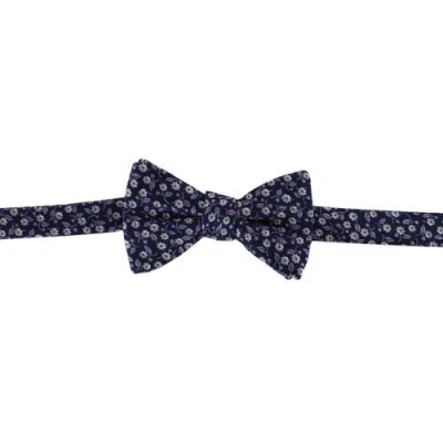 Ascentix Metallic Flowers And Leaves Bowtie In Blue