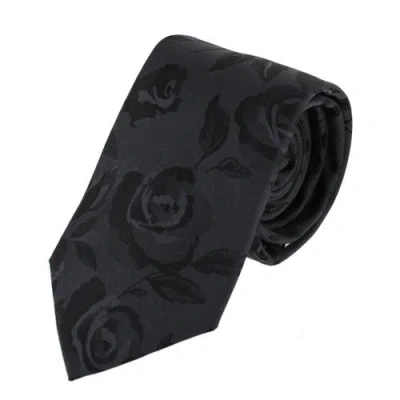 Ascentix Rose Print Tone On Tone Necktie In Black