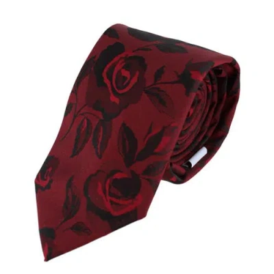 Ascentix Rose Print Tone On Tone Necktie In Red