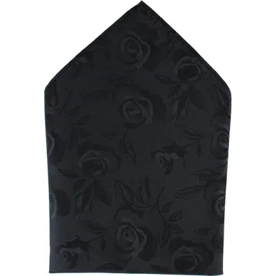 Ascentix Rose Print Tone On Tone Pocket Square In Black