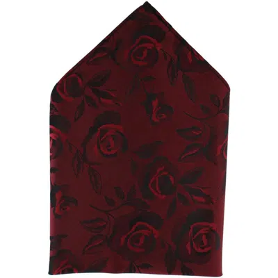 Ascentix Rose Print Tone On Tone Pocket Square In Burgundy