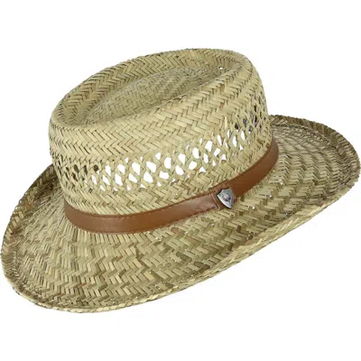Ascentix Rush Straw Gambler Hat With Wide Brim In Brown