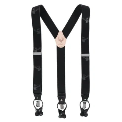 Ascentix Stag Head Convertible Clip End Suspenders In Black