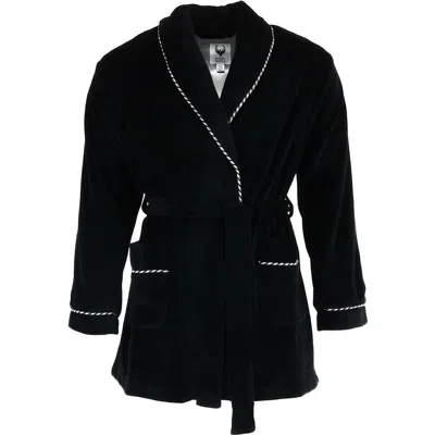 Ascentix Velour Smoking Jacket With Satin Lining In Black