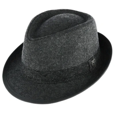 Ascentix Wool Blend All Season Fedora Hat With Herringbone Band In Gray