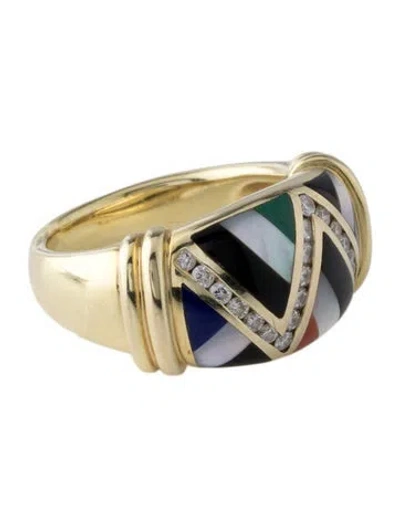 Pre-owned Asch Grossbardt 14k Mother Of Pearl, Multistone & Diamond Ring