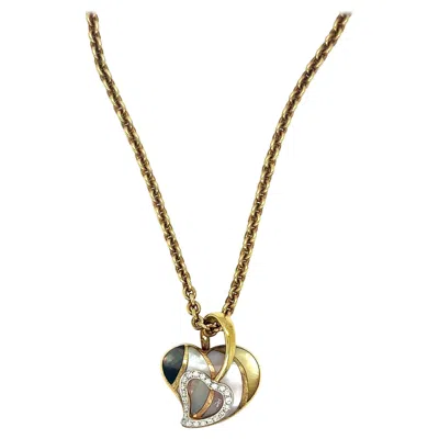 Pre-owned Asch Grossbardt 18 Kt Yg Heart Pendant With .10 Cts Diamond And Mother Of Pearl In Multi
