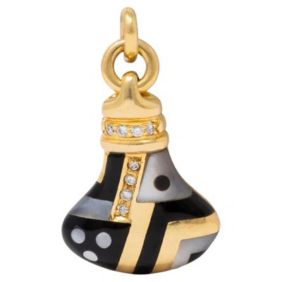 Pre-owned Asch Grossbardt 1980's Multi-gem Diamond 14k Gold Vintage Bottle Charm