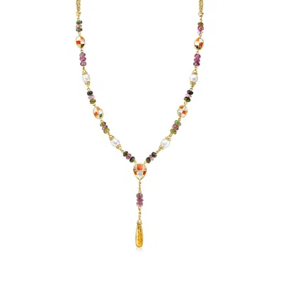 Pre-owned Asch Grossbardt C. 1990 Vintage  23.00 Ct. T.w. Multi-gemstone Y-necklace In 14kt Yellow Gold