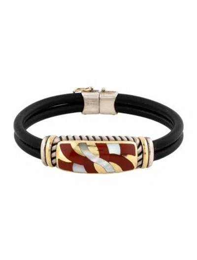 Pre-owned Asch Grossbardt Mother Of Pearl & Jasper Bracelet, 6.5" In Multi