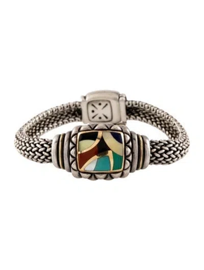 Pre-owned Asch Grossbardt Multistone Inlay Station Bracelet, 6.25"