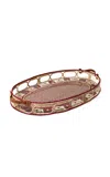 Ascher Iraca Palm Leather Tray In Red