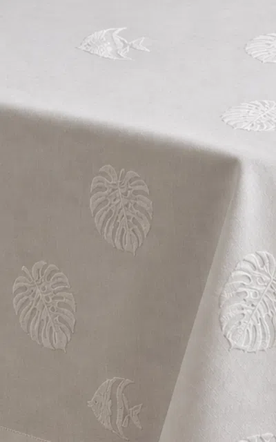 Ascher - Les Palmiers Embroidered Tablecoth 170 Cm X 340 - White
