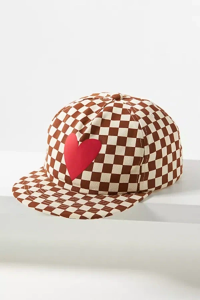 Ascot + Hart Checkered Heart Cap In Brown